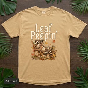 Raccoon Leaf Peepin' Comfort Colors® Cotton Shirt, Vintage Autumn Camp Illustration