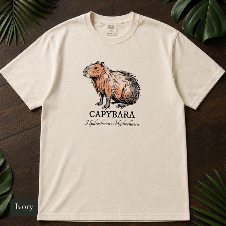 Ink Sketch Capybara Shirt, Comfort Colors® Animal Graphic Tee, Weird Animal Shirt, Capybara Gift for Zookeepers, Animal Lover Gift