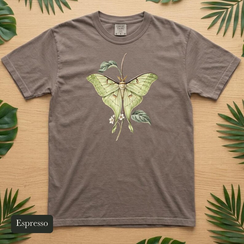 Luna Moth Shirt, Comfort Colors® Vintage Moth Tee, Dark Academia Insect Tshirt, Cottagecore Botanical Tee, Moth Lover Gift