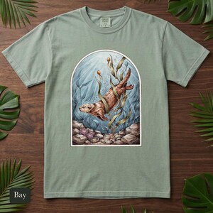 Sea Otter Shirt, Comfort Colors® Sea Life Tee, Coastal Aesthetic Ocean Illustration for Otter Lovers, Aquarium Shirt, Marine Biology Gift