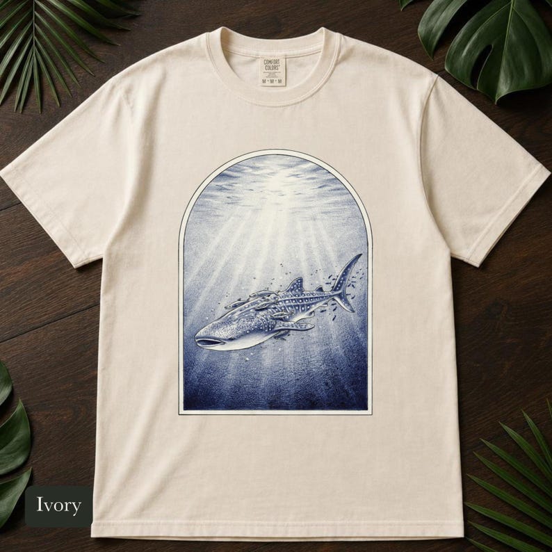 Whale Shark Shirt, Comfort Colors® Vintage Nature Tee, Deep Sea Marine Life Illustration, Marine Biologist Gift, Aquarium Shirt