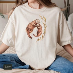 Cuddling Sea Otters Shirt, Comfort Colors® Marine Life Tee, Cute Animal Tee, Aquarium Shirt, Otter Gifts for Ocean Lovers, New Mom Gift