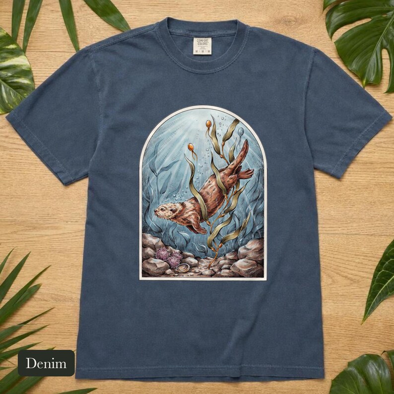 Sea Otter Shirt, Comfort Colors® Sea Life Tee, Coastal Aesthetic Ocean Illustration for Otter Lovers, Aquarium Shirt, Marine Biology Gift