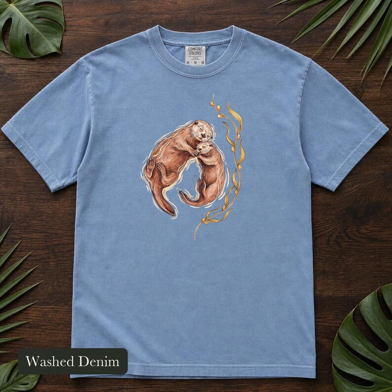 Cuddling Sea Otters Shirt, Comfort Colors® Marine Life Tee, Cute Animal Tee, Aquarium Shirt, Otter Gifts for Ocean Lovers, New Mom Gift