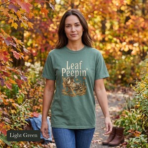 Raccoon Leaf Peepin' Comfort Colors® Cotton Shirt, Vintage Autumn Camp Illustration