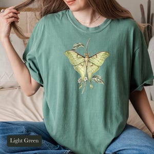Luna Moth Shirt, Comfort Colors® Vintage Moth Tee, Dark Academia Insect Tshirt, Cottagecore Botanical Tee, Moth Lover Gift