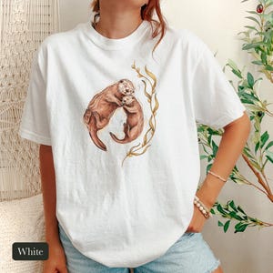 Cuddling Sea Otters Shirt, Comfort Colors® Marine Life Tee, Cute Animal Tee, Aquarium Shirt, Otter Gifts for Ocean Lovers, New Mom Gift