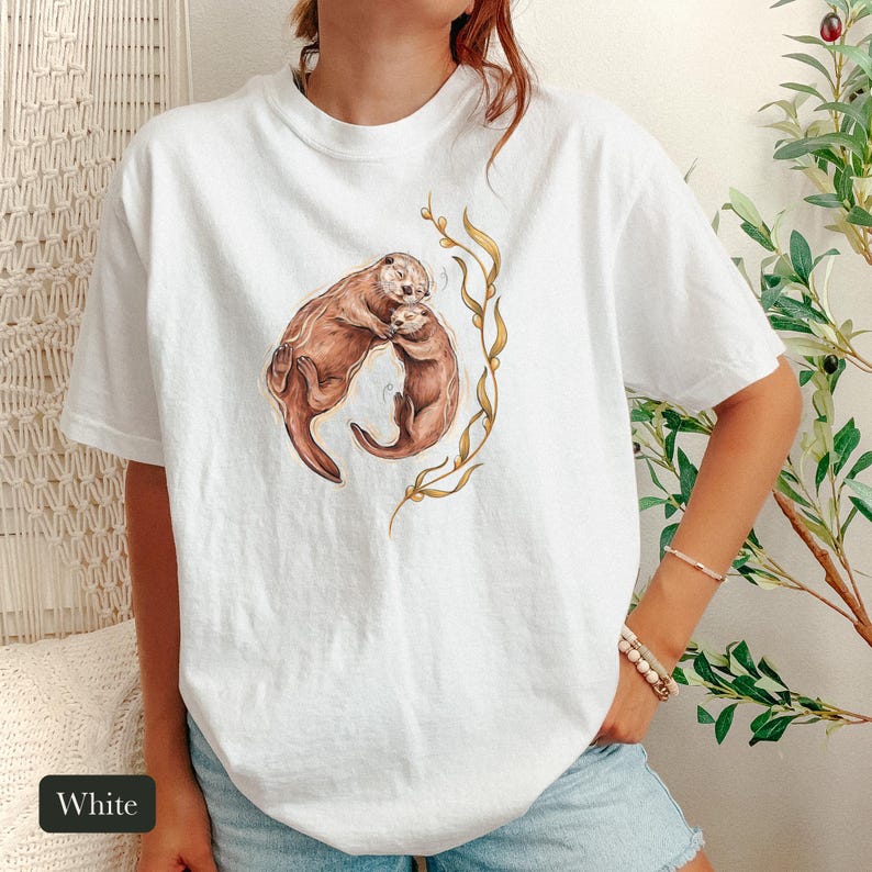 Cuddling Sea Otters Shirt, Comfort Colors® Marine Life Tee, Cute Animal Tee, Aquarium Shirt, Otter Gifts for Ocean Lovers, New Mom Gift