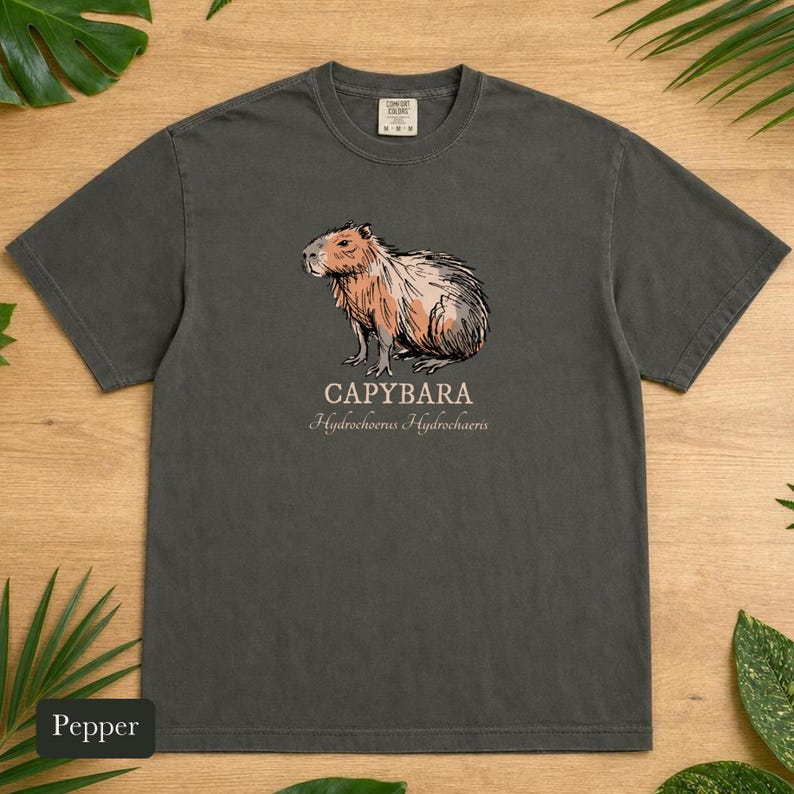 Ink Sketch Capybara Shirt, Comfort Colors® Animal Graphic Tee, Weird Animal Shirt, Capybara Gift for Zookeepers, Animal Lover Gift