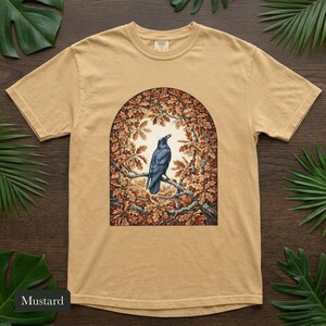 Crow and Oak Comfort Colors® Shirt, Autumn Dawn Vintage Nature Illustration
