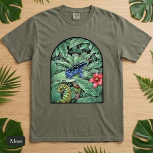Poison Dart Frog Shirt, Comfort Colors® Naturalist Science Tee, Blue Rainforest Frog Illustration, Frog Lover Gift, Biology Teacher Gift