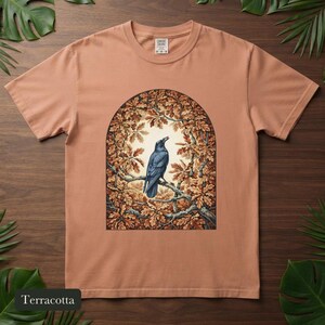 Crow and Oak Comfort Colors® Shirt, Autumn Dawn Vintage Nature Illustration