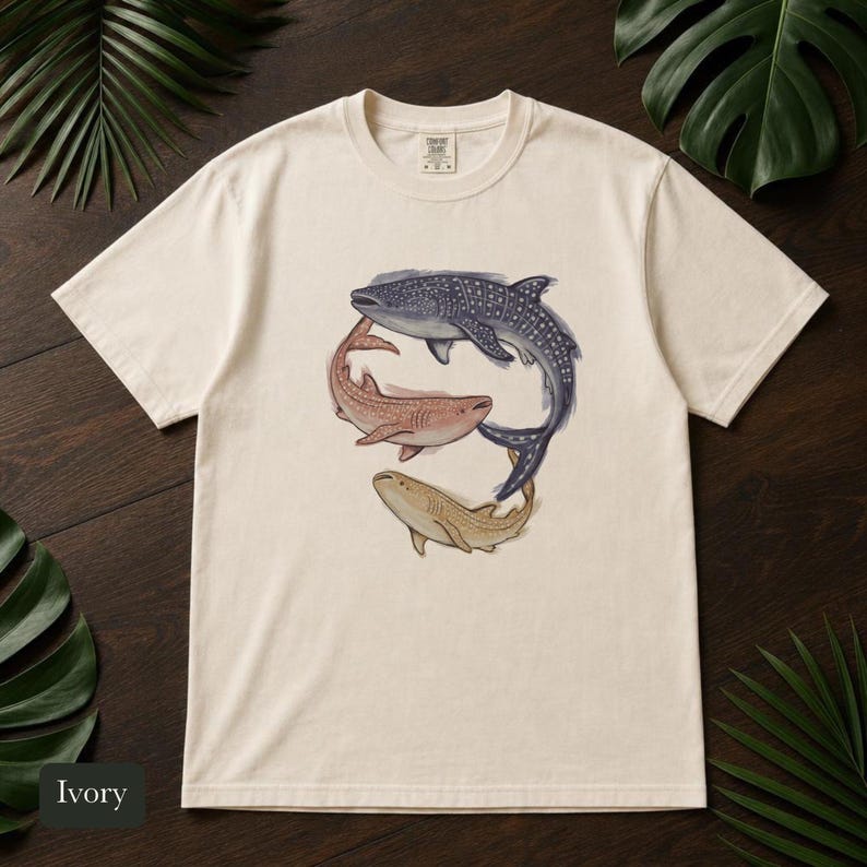 Whale Shark Shirt, Three Gentle Giants, Comfort Colors®, Watercolor Marine Life Design, Ocean Lover Gift, Spotted Shark Illustration