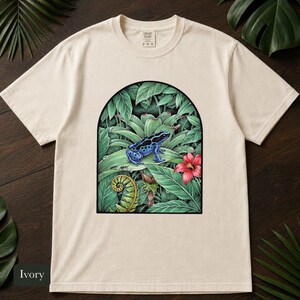 Poison Dart Frog Shirt, Comfort Colors® Naturalist Science Tee, Blue Rainforest Frog Illustration, Frog Lover Gift, Biology Teacher Gift