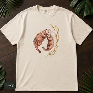 Cuddling Sea Otters Shirt, Comfort Colors® Marine Life Tee, Cute Animal Tee, Aquarium Shirt, Otter Gifts for Ocean Lovers, New Mom Gift