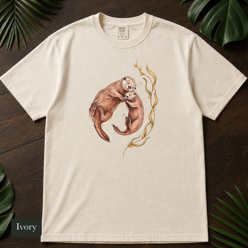 Cuddling Sea Otters Shirt, Comfort Colors® Marine Life Tee, Cute Animal Tee, Aquarium Shirt, Otter Gifts for Ocean Lovers, New Mom Gift