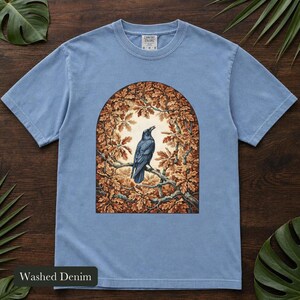 Crow and Oak Comfort Colors® Shirt, Autumn Dawn Vintage Nature Illustration