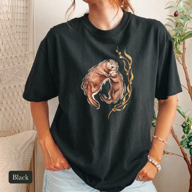 Cuddling Sea Otters Shirt, Comfort Colors® Marine Life Tee, Cute Animal Tee, Aquarium Shirt, Otter Gifts for Ocean Lovers, New Mom Gift