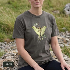 Luna Moth Shirt, Comfort Colors® Vintage Moth Tee, Dark Academia Insect Tshirt, Cottagecore Botanical Tee, Moth Lover Gift