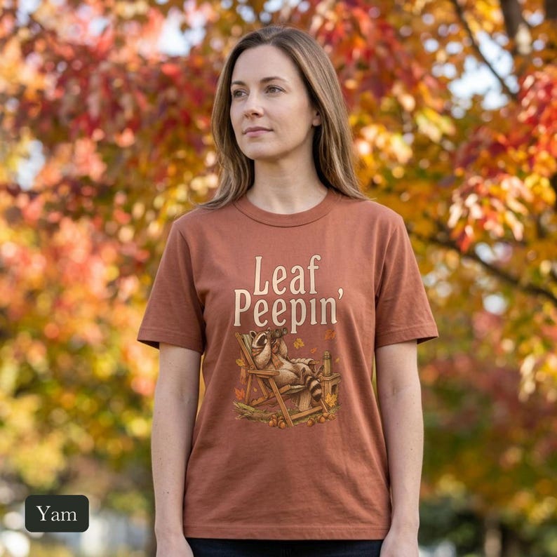 Raccoon Leaf Peepin' Comfort Colors® Cotton Shirt, Vintage Autumn Camp Illustration