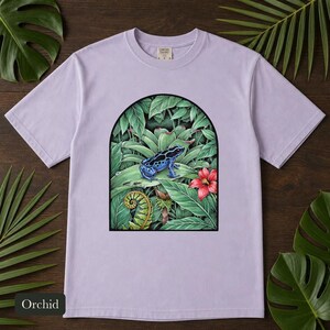 Poison Dart Frog Shirt, Comfort Colors® Naturalist Science Tee, Blue Rainforest Frog Illustration, Frog Lover Gift, Biology Teacher Gift