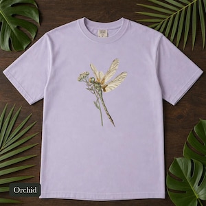 Dragonfly Shirt, Comfort Colors® Entomology Tee, Cottage Core Wildflower Graphic Tee, Bug Lover Gift, Vintage Botanical Insect Illustration