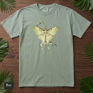 Luna Moth Shirt, Comfort Colors® Vintage Moth Tee, Dark Academia Insect Tshirt, Cottagecore Botanical Tee, Moth Lover Gift