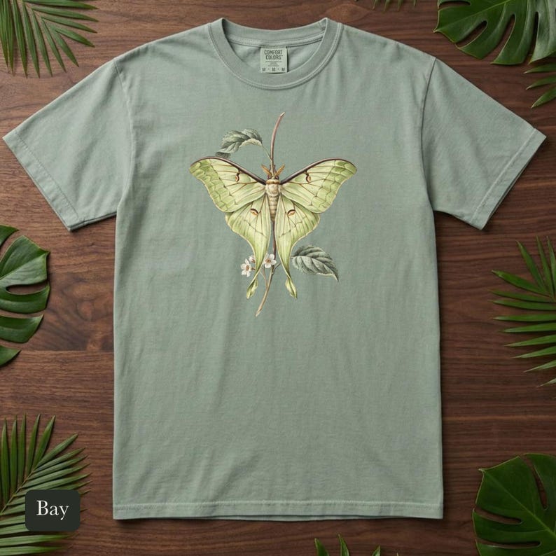 Luna Moth Shirt, Comfort Colors® Vintage Moth Tee, Dark Academia Insect Tshirt, Cottagecore Botanical Tee, Moth Lover Gift