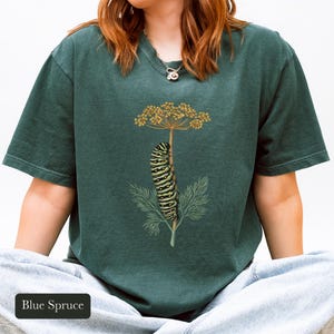 Black Swallowtail Caterpillar Shirt, Comfort Colors® Botanical Tee, Cottagecore Butterfly Shirt, Gardening Gift, Nature Lover Gift