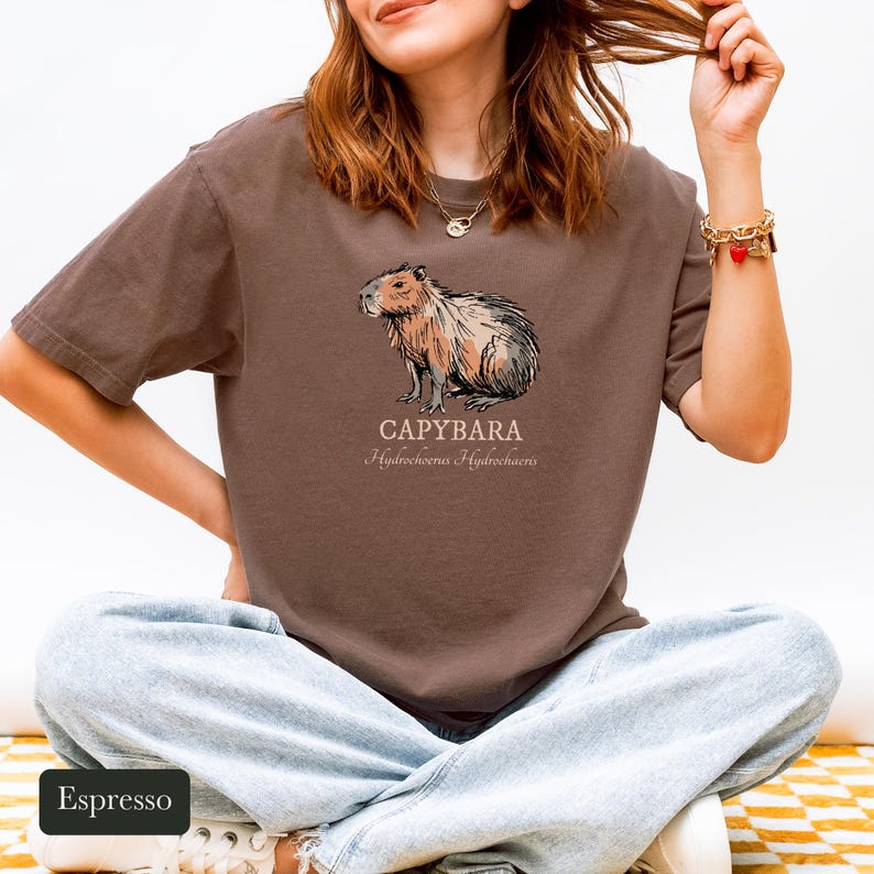 Ink Sketch Capybara Shirt, Comfort Colors® Animal Graphic Tee, Weird Animal Shirt, Capybara Gift for Zookeepers, Animal Lover Gift