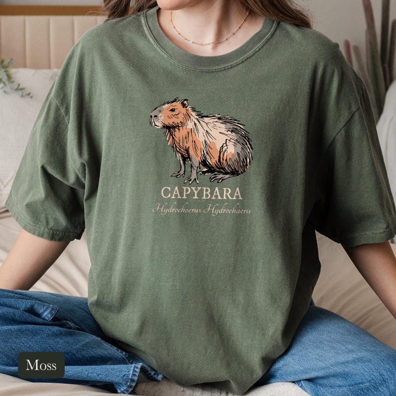Ink Sketch Capybara Shirt, Comfort Colors® Animal Graphic Tee, Weird Animal Shirt, Capybara Gift for Zookeepers, Animal Lover Gift