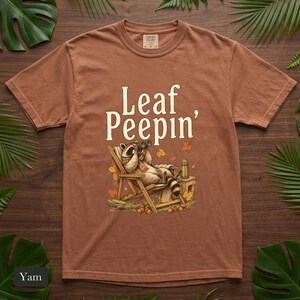 Raccoon Leaf Peepin' Comfort Colors® Cotton Shirt, Vintage Autumn Camp Illustration