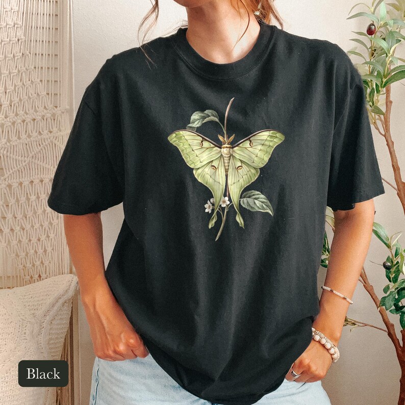 Luna Moth Shirt, Comfort Colors® Vintage Moth Tee, Dark Academia Insect Tshirt, Cottagecore Botanical Tee, Moth Lover Gift