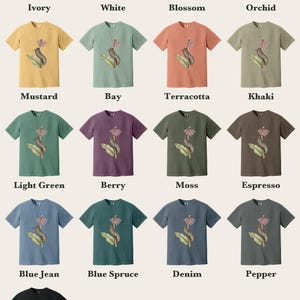Monarch Caterpillar Shirt, Comfort Colors® Vintage Botanical Bug Tee, Cottagecore Insect Tshirt, Butterfly Garden Gift, Science Teacher Gift