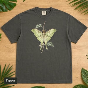 Luna Moth Shirt, Comfort Colors® Vintage Moth Tee, Dark Academia Insect Tshirt, Cottagecore Botanical Tee, Moth Lover Gift
