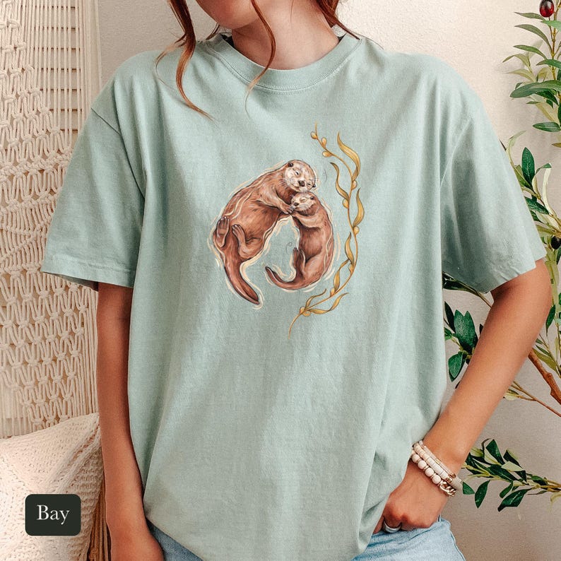 Cuddling Sea Otters Shirt, Comfort Colors® Marine Life Tee, Cute Animal Tee, Aquarium Shirt, Otter Gifts for Ocean Lovers, New Mom Gift