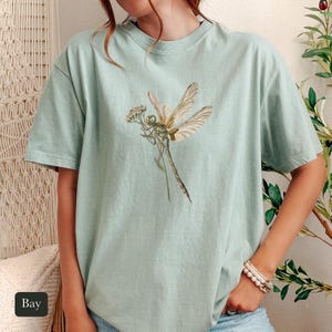 Dragonfly Shirt, Comfort Colors® Entomology Tee, Cottage Core Wildflower Graphic Tee, Bug Lover Gift, Vintage Botanical Insect Illustration
