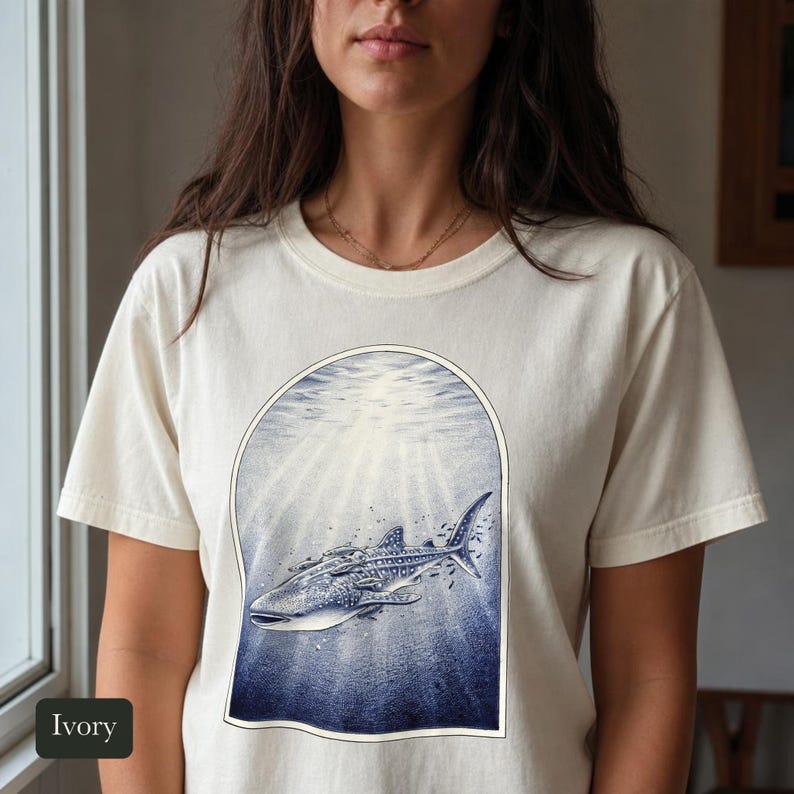 Whale Shark Shirt, Comfort Colors® Vintage Nature Tee, Deep Sea Marine Life Illustration, Marine Biologist Gift, Aquarium Shirt