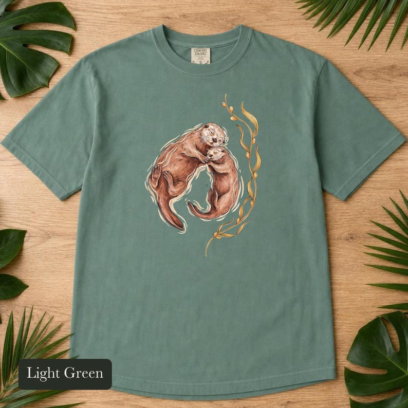 Cuddling Sea Otters Shirt, Comfort Colors® Marine Life Tee, Cute Animal Tee, Aquarium Shirt, Otter Gifts for Ocean Lovers, New Mom Gift