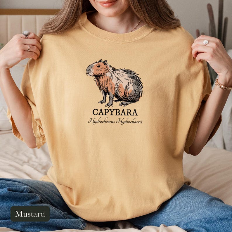 Ink Sketch Capybara Shirt, Comfort Colors® Animal Graphic Tee, Weird Animal Shirt, Capybara Gift for Zookeepers, Animal Lover Gift