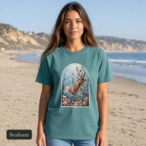 Sea Otter Shirt, Comfort Colors® Sea Life Tee, Coastal Aesthetic Ocean Illustration for Otter Lovers, Aquarium Shirt, Marine Biology Gift