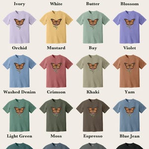 Monarch Butterfly Shirt, Comfort Colors® Cottagecore Wildflower Tee, Botanical Insect Shirt, Butterfly Garden Gift, Entomology Gift