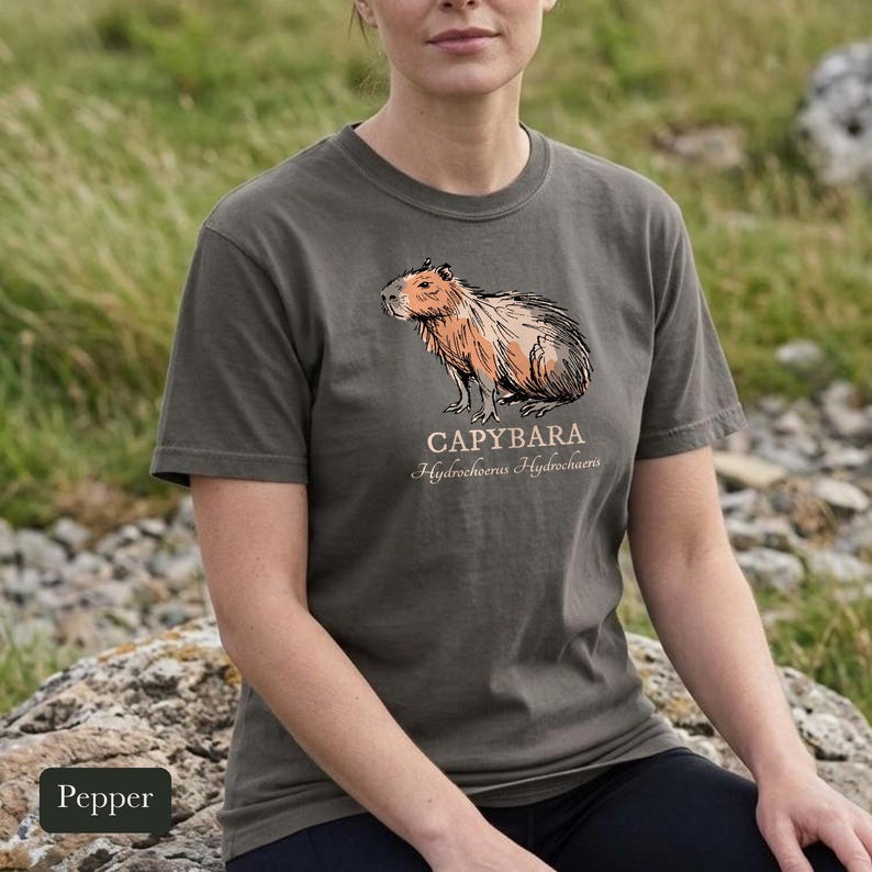 Ink Sketch Capybara Shirt, Comfort Colors® Animal Graphic Tee, Weird Animal Shirt, Capybara Gift for Zookeepers, Animal Lover Gift