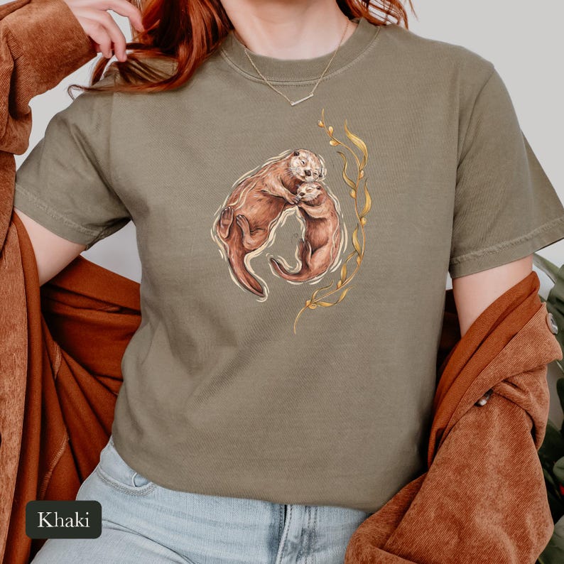 Cuddling Sea Otters Shirt, Comfort Colors® Marine Life Tee, Cute Animal Tee, Aquarium Shirt, Otter Gifts for Ocean Lovers, New Mom Gift