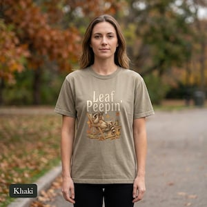 Raccoon Leaf Peepin' Comfort Colors® Cotton Shirt, Vintage Autumn Camp Illustration
