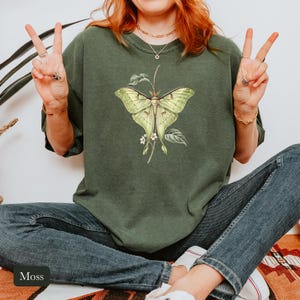 Luna Moth Shirt, Comfort Colors® Vintage Moth Tee, Dark Academia Insect Tshirt, Cottagecore Botanical Tee, Moth Lover Gift