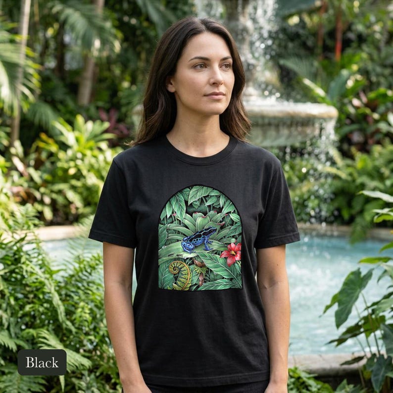 Poison Dart Frog Shirt, Comfort Colors® Naturalist Science Tee, Blue Rainforest Frog Illustration, Frog Lover Gift, Biology Teacher Gift