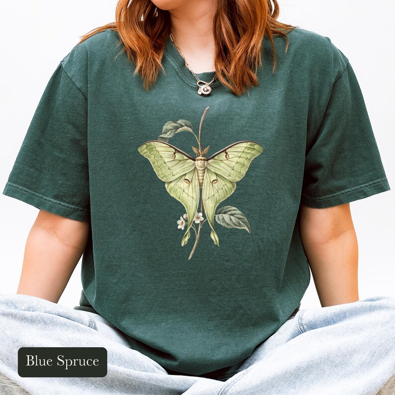 Luna Moth Shirt, Comfort Colors® Vintage Moth Tee, Dark Academia Insect Tshirt, Cottagecore Botanical Tee, Moth Lover Gift