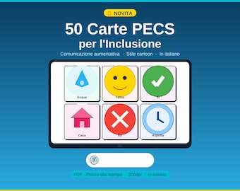 50 Carte PECS Italiano | Comunicazione Aumentativa | Agenda Visiva Autismo | Materiali Sostegno | PDF Stampabile | ABA | BussolaEducativa