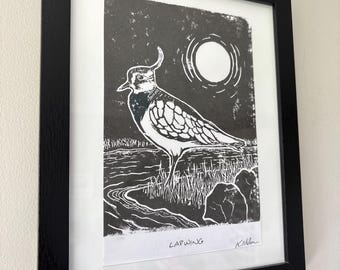 Northern Lapwing Lino Print - Original Artwork